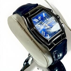 TechnoMarine Chronograph Blue Watch Technosquare TS29419 Blue Leather Band w Box